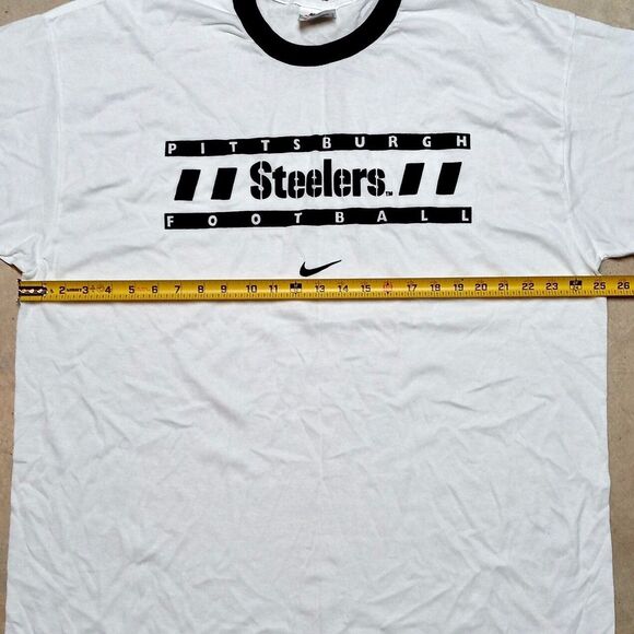 Vintage Pittsburgh Steelers Nike Pro Line Made in USA Flocked Ringer T-shirt XL - Picture 9 of 9